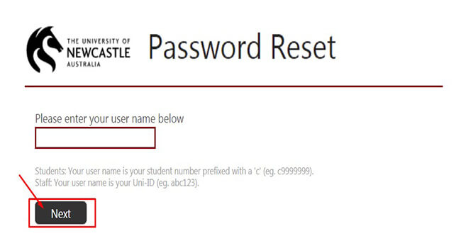 uon forgotten password